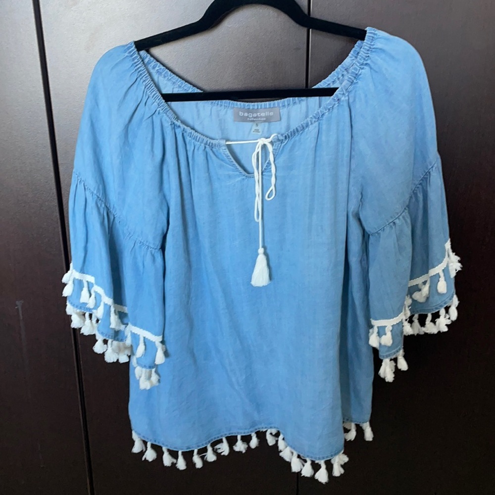 Bagatelle collection denim Boho top.